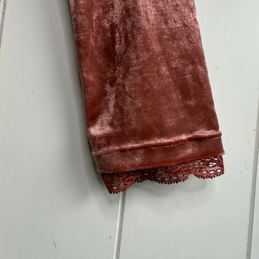 Free People mini dress velvet babydoll floral lace boho XS